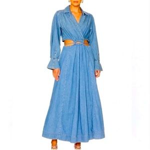 Jonathan Simkhai Standard Alex Cut-Out Denim Maxi Dress Women's Size 0